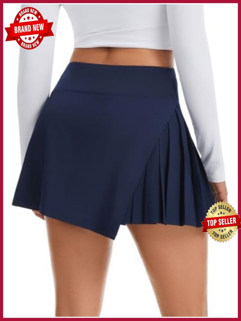 Side Pleated Tennis Skort with Built-in Shorts and Pockets for Women